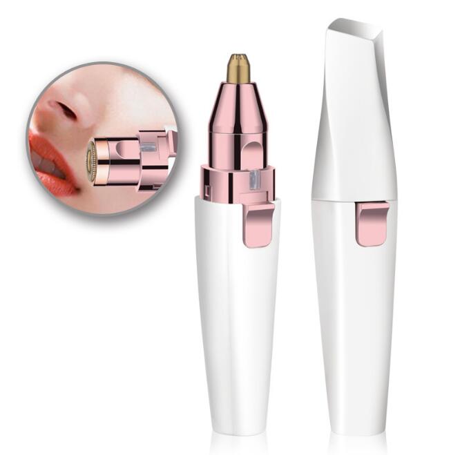 2 IN 1 Lady Epilators Electric Eyebrow Trimmer USB Rechargeable Hair Removal Shaver with Light Lipstick