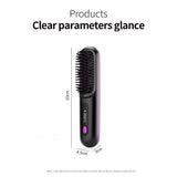 LCD wireless straightening comb rechargeable ceramic electric comb straightener portable negative ion non damaging heating comb