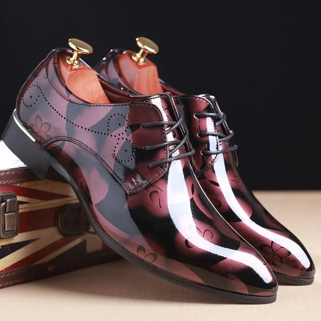 Office Men Dress Shoes Floral Pattern Men Formal Shoes Leather Luxury Fashion Groom Wedding Shoes Men Oxford Shoes Dress 37-50