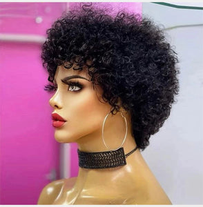 Large Bouncy Afro Kinky Curly Wigs For Black Women Glueless Pre Plucked Machine Made Wig Brazilian Virgin Remy Human Hair Wigs