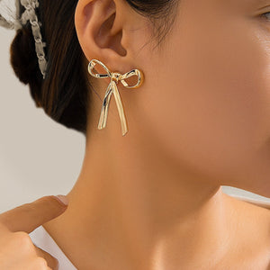 bow metal temperament earrings for women