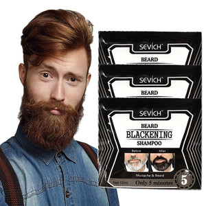 3/5/10pcs 5 Minutes Blackening Beard Shampoo Dye Beard Herb Natural Faster Blacken Beard Shampoo 15ml Natural Soft For Men